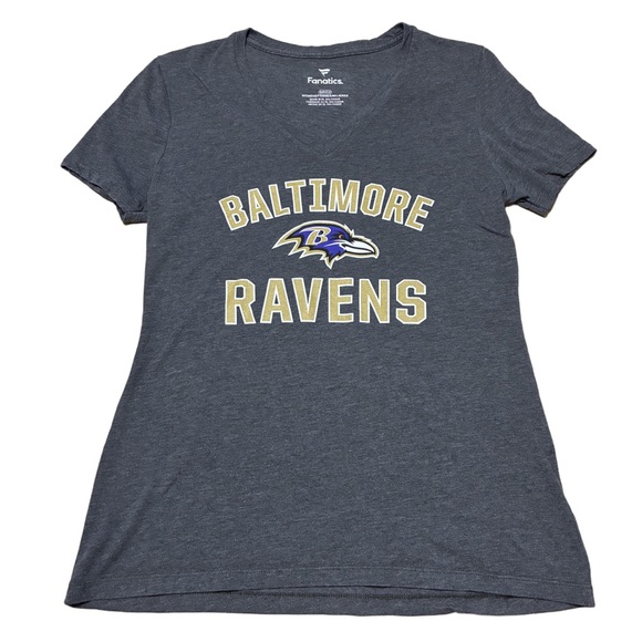 Fanatics Tops - Baltimore Ravens T-Shirt Fanatics Women’s S Gray Short Sleeve NFL Graphic